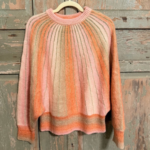 Molly Bracken Sweaters - Molly Bracken Pink and Orange Crew Neck Sweater